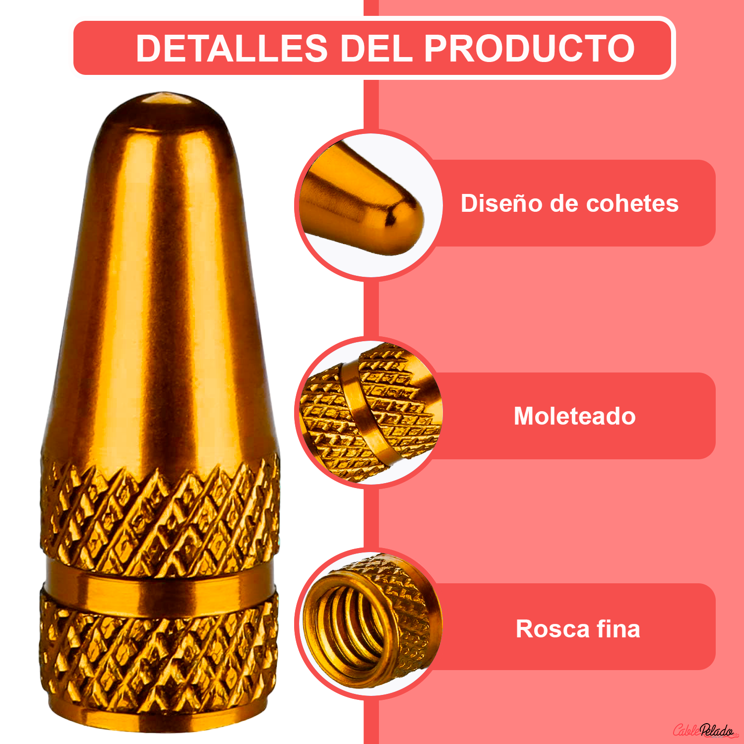 Tapón De Aluminio Para Válvula De Bicicleta 5 Uds  Amarillo