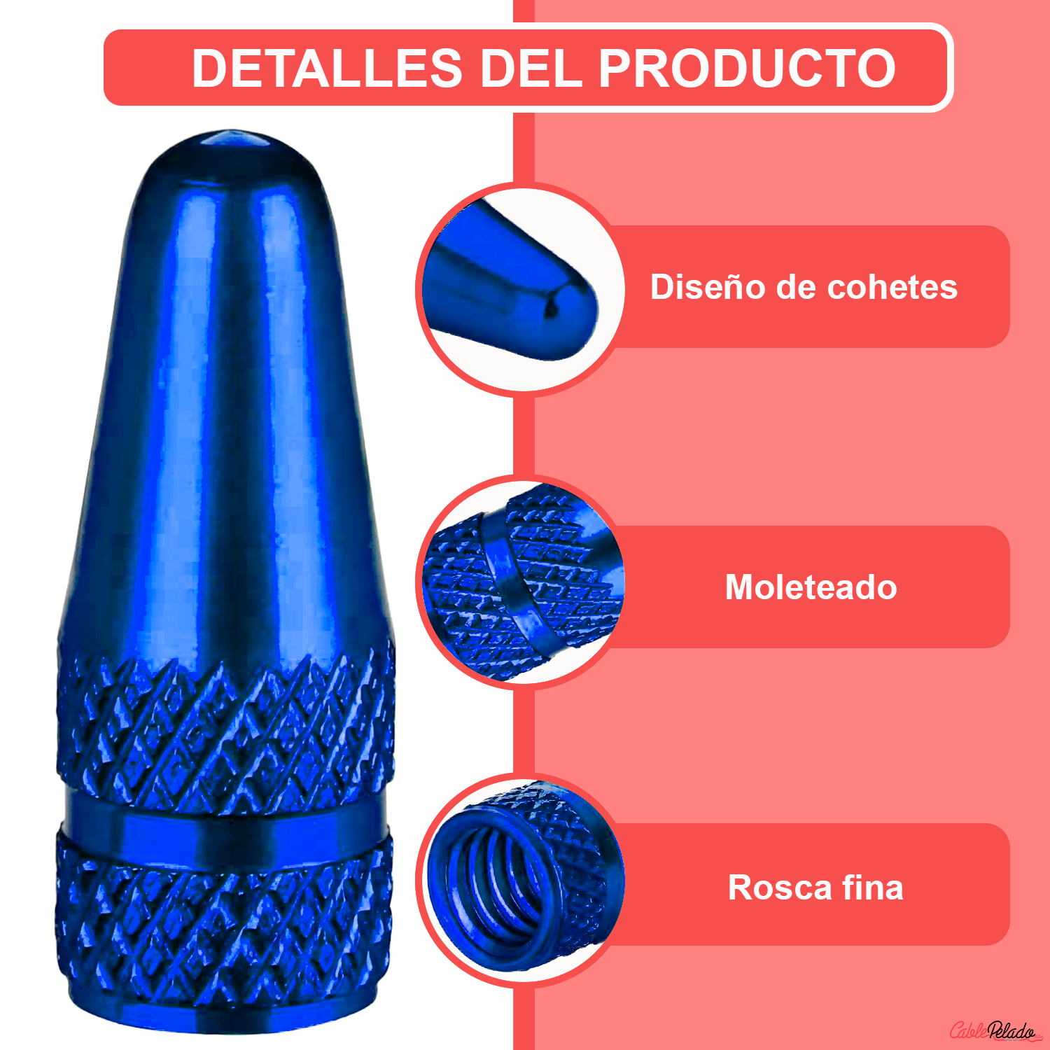 Tapón De Aluminio Para Válvula De Bicicleta 5 Uds  Azul