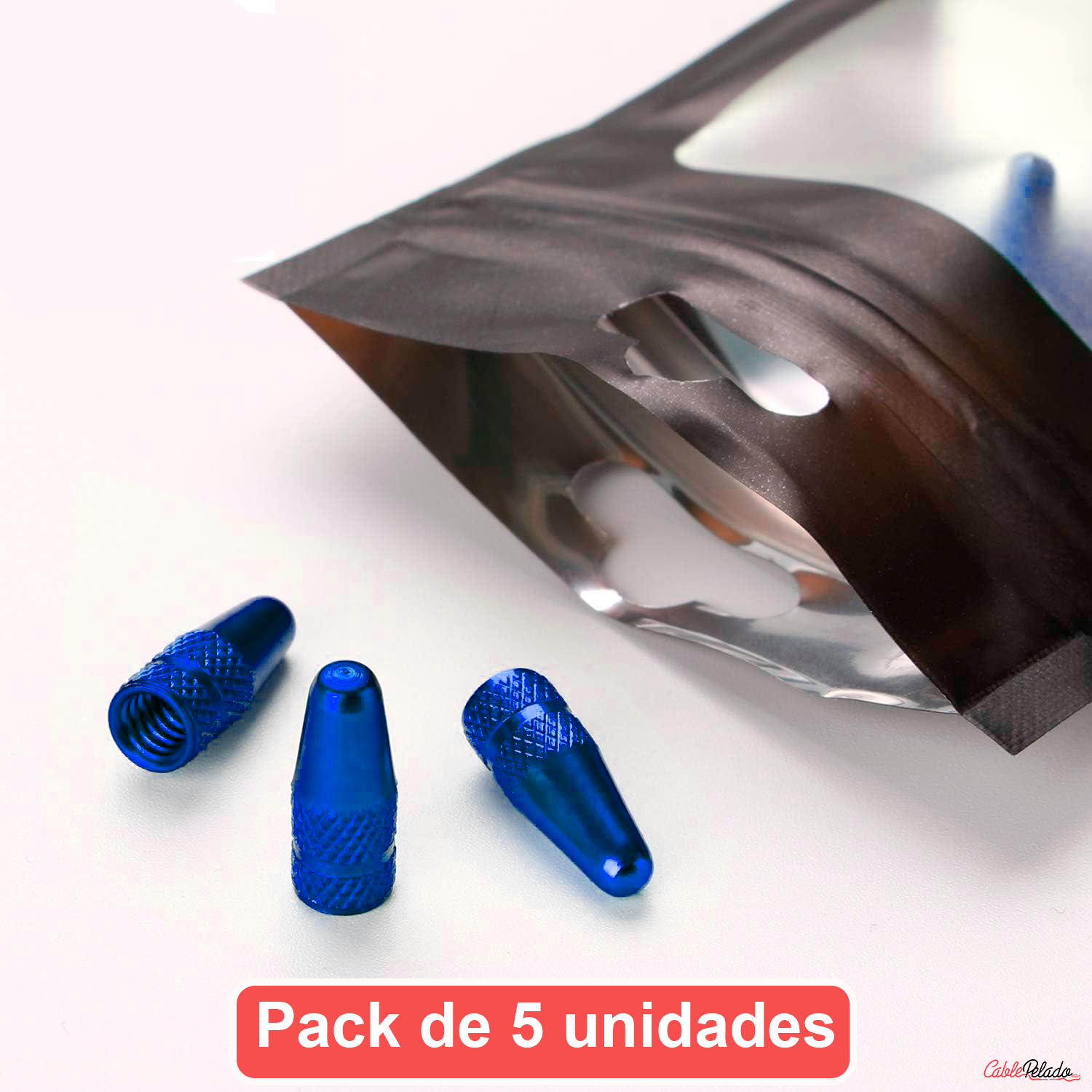 Tapón De Aluminio Para Válvula De Bicicleta 5 Uds  Azul