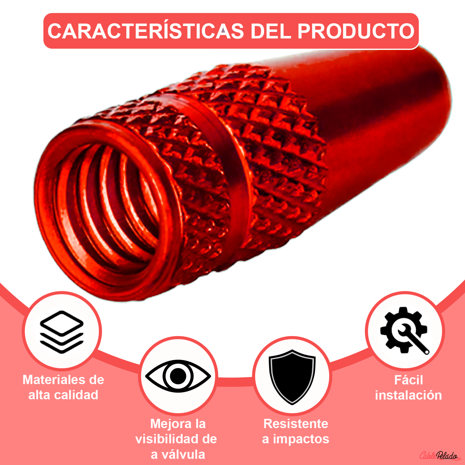 Tapón De Aluminio Para Válvula De Bicicleta 5 Uds  Rojo