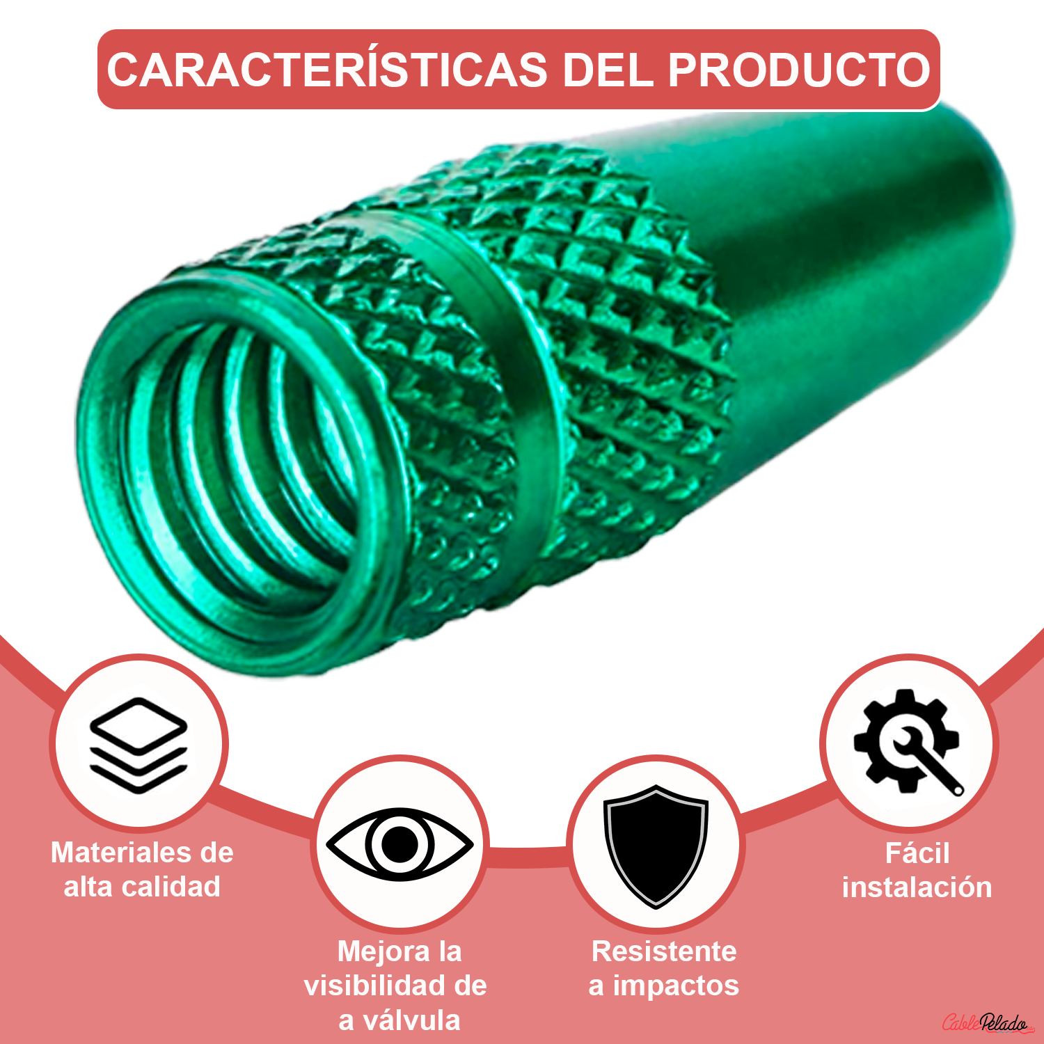 Tapón De Aluminio Para Válvula De Bicicleta 5 Uds  Verde