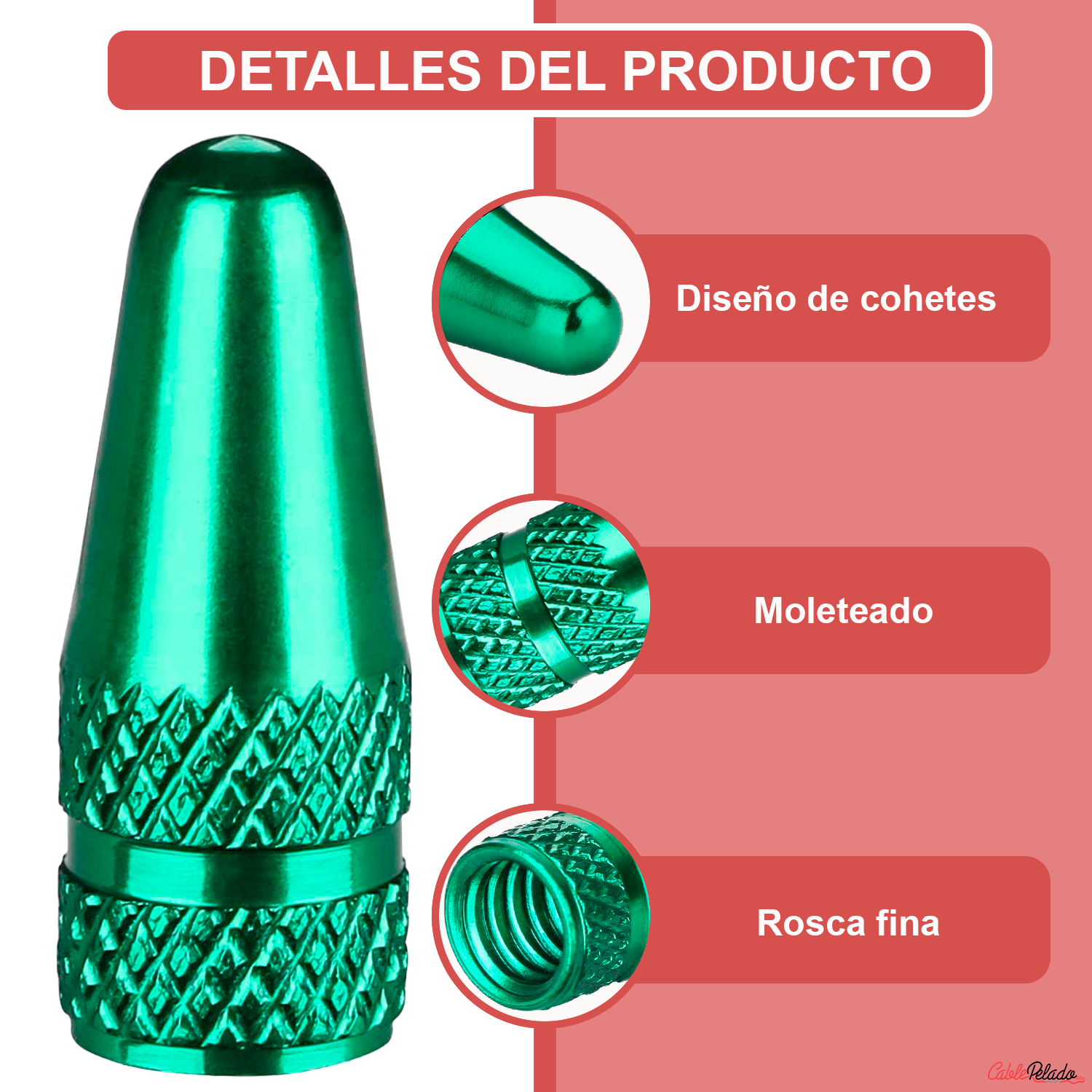 Tapón De Aluminio Para Válvula De Bicicleta 5 Uds  Verde
