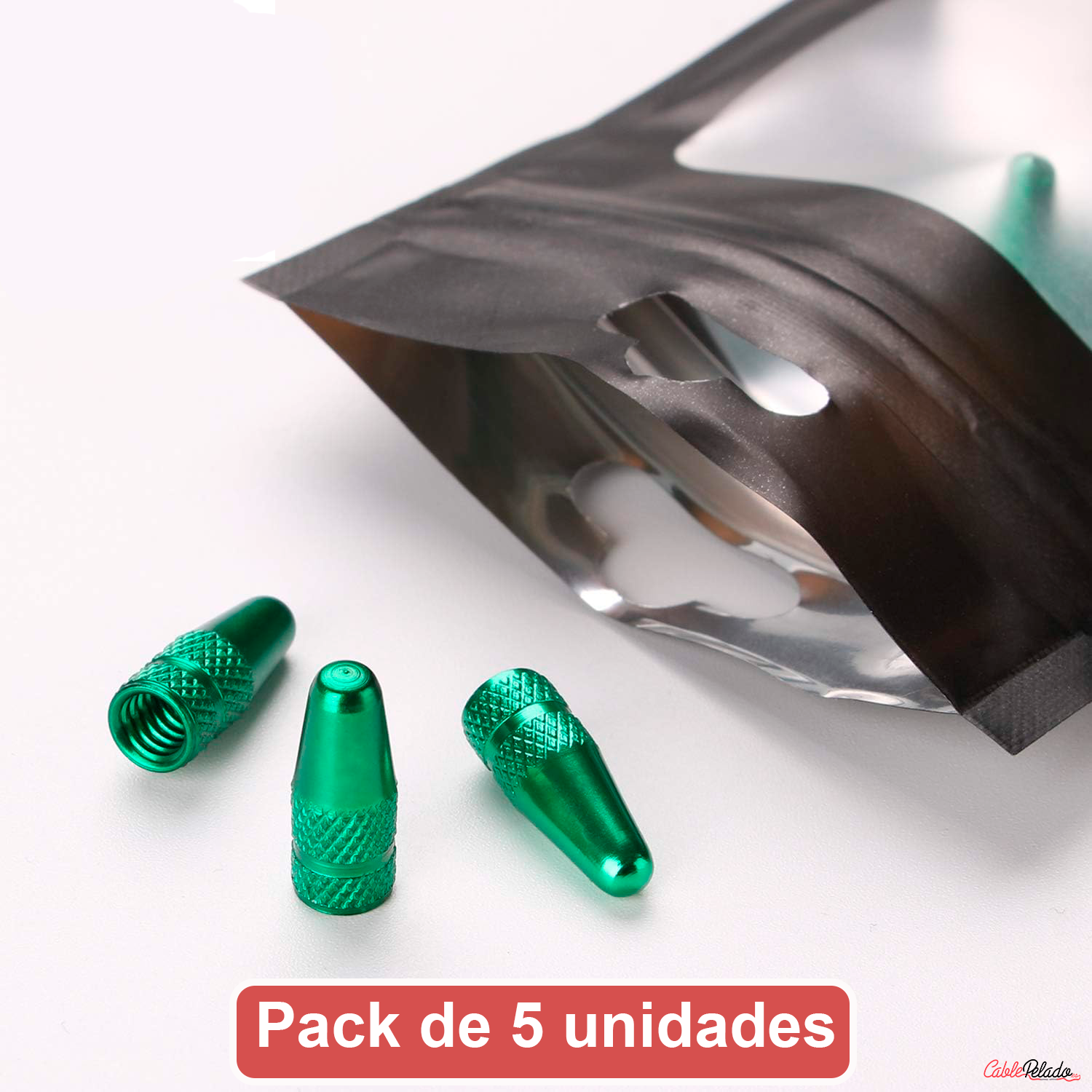 Tapón De Aluminio Para Válvula De Bicicleta 5 Uds  Verde
