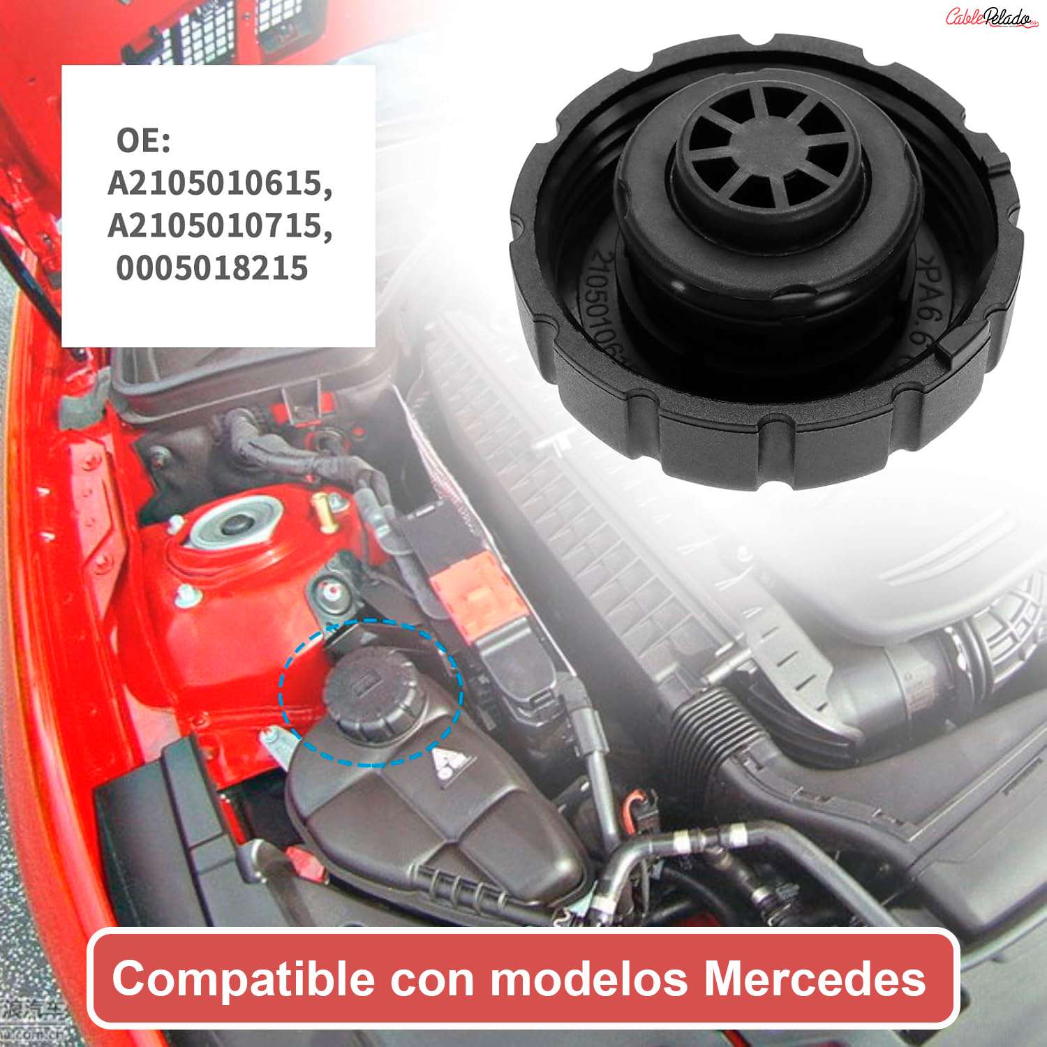 Tapón Del Deposito De Liquido Refrigerante Compatible Con Mercedes  Negro