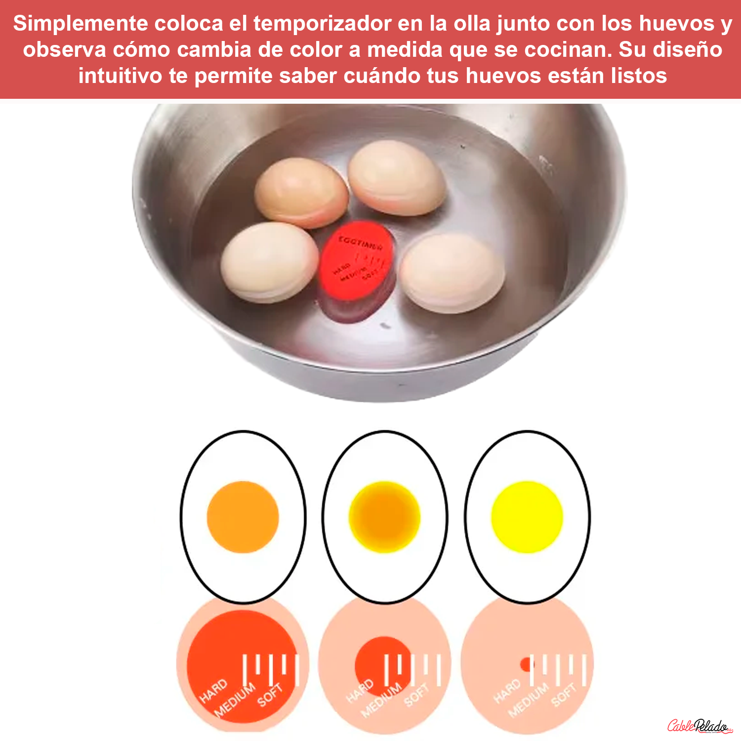 Temporizador De Huevos Cocidos  Rojo