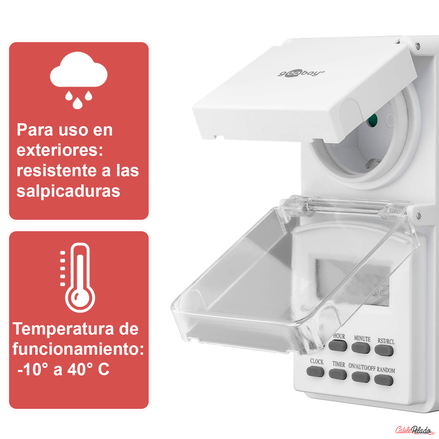 Temporizador Digital IP44 Blanco  Blanco