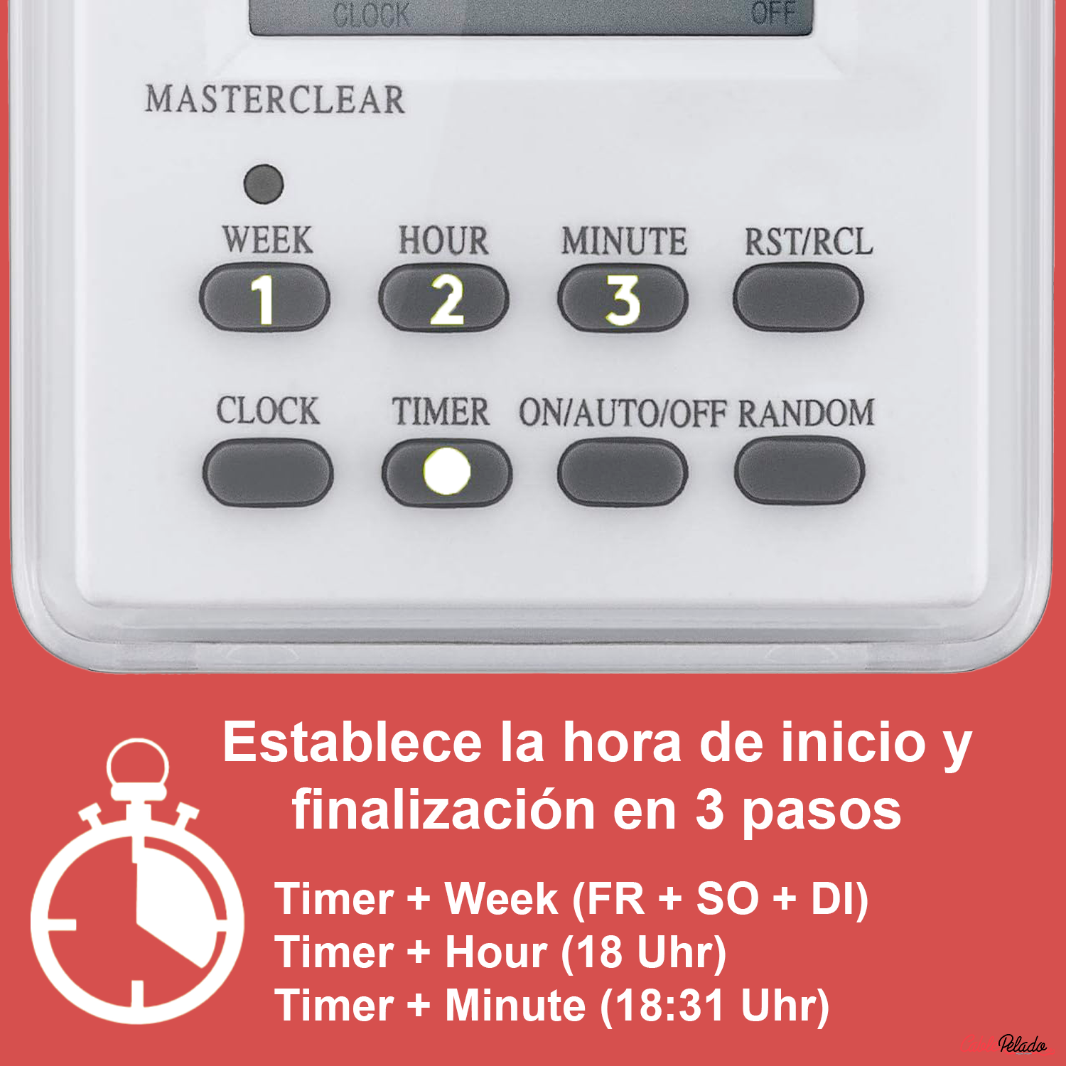 Temporizador Digital IP44 Blanco  Blanco