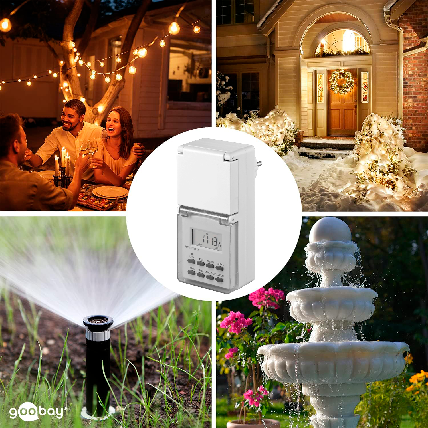 Temporizador Digital IP44 Blanco  Blanco