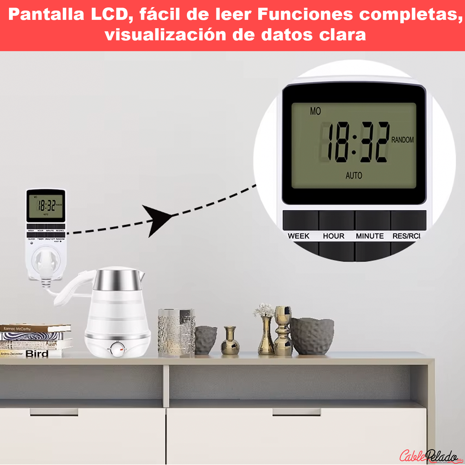 Temporizador Enchufe Digital 10 programas Diarios  Blanco