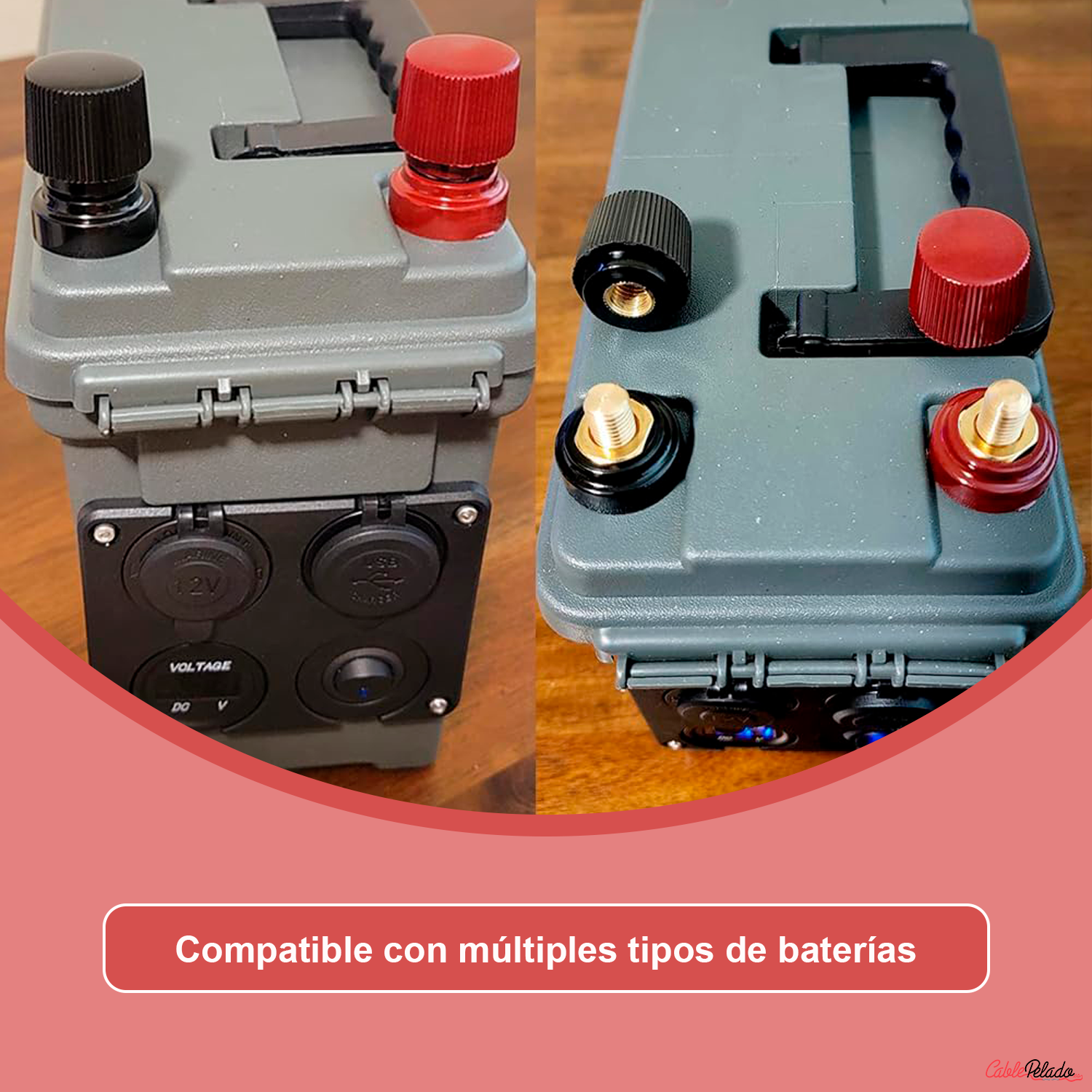 Terminal de Batería de Cobre M6 con Poste de Unión  Negro