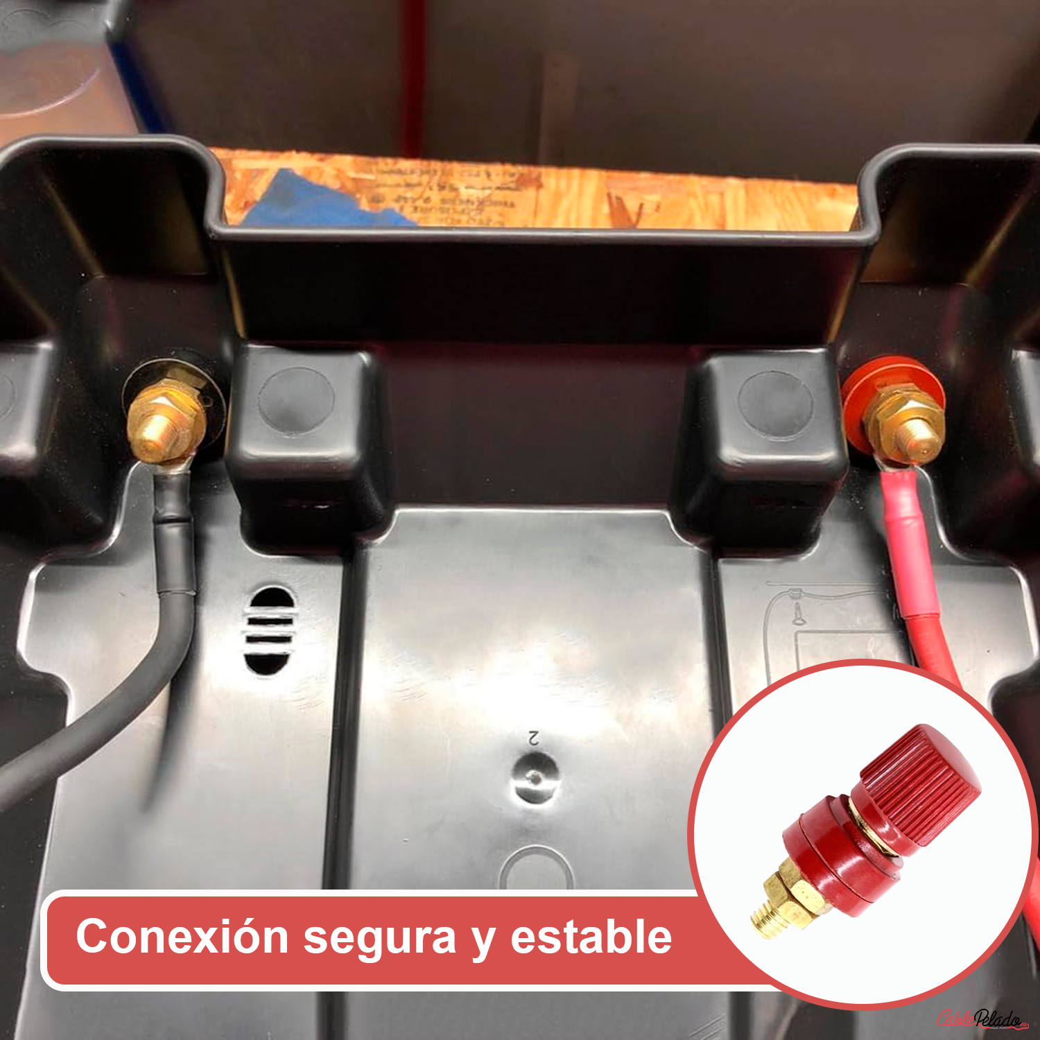 Terminal de Batería de Cobre M6 con Poste de Unión  Rojo