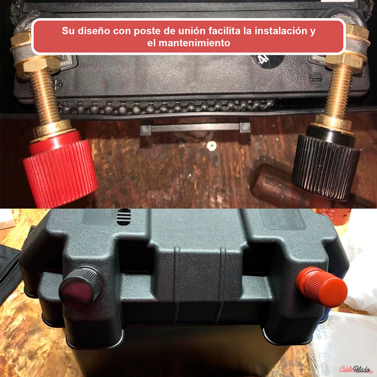 Terminal de Batería de Cobre M8 con Poste de Unión  Rojo
