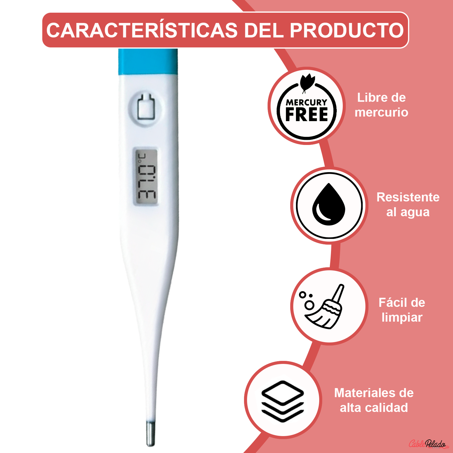 Termómetro Digital Bucal y Axila  Blanco