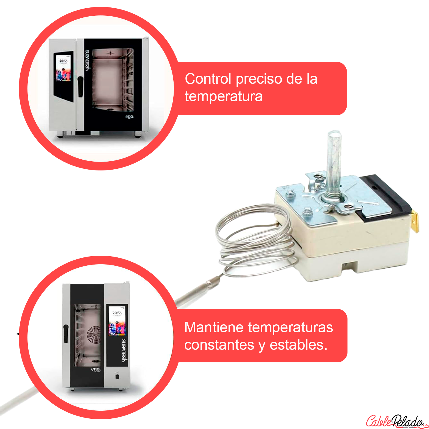 Termostato Regulable Horno Universal 250V 16A