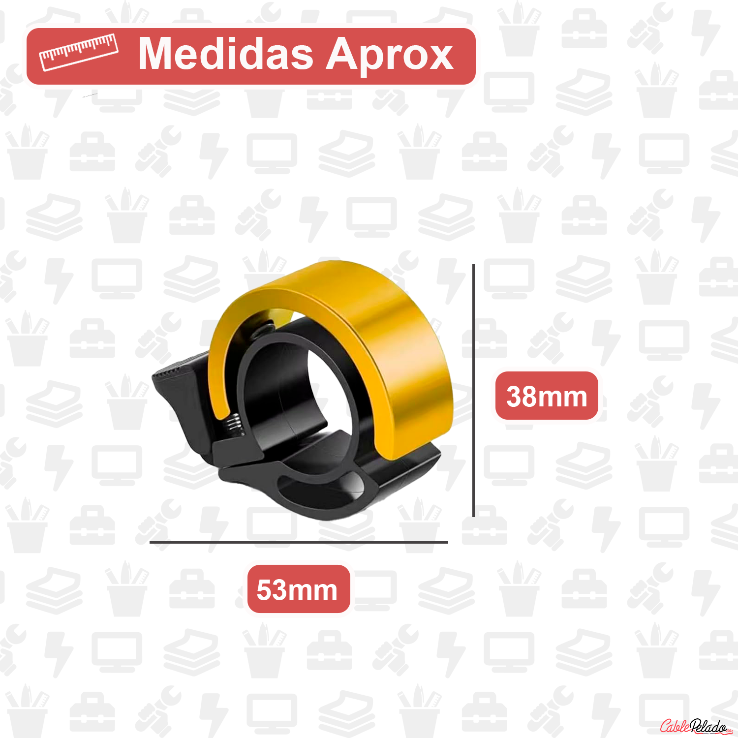 Timbre Bicicleta 90dB Diametro 22 mm  Amarillo