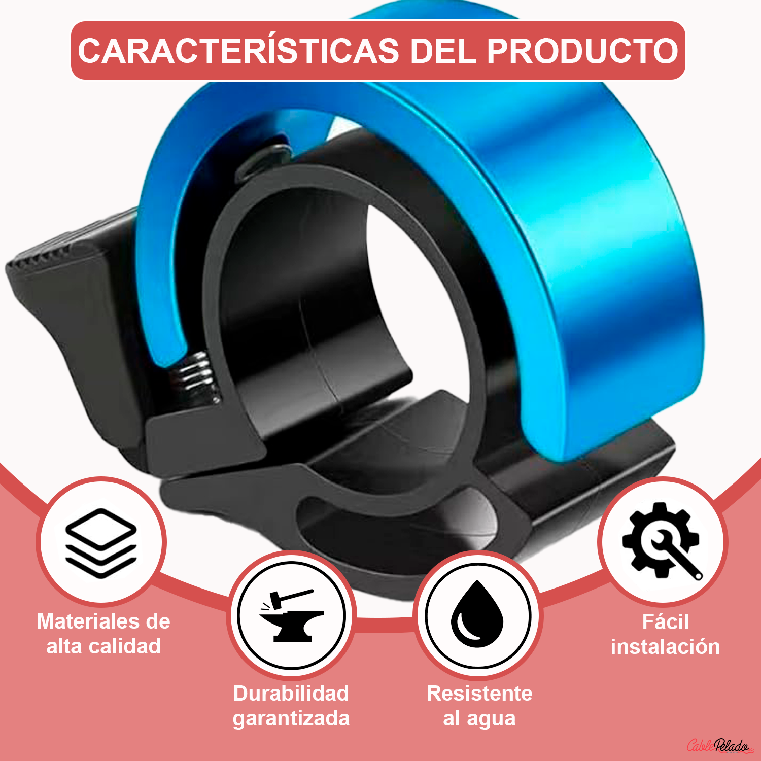Timbre Bicicleta 90dB Diametro 22 mm  Azul