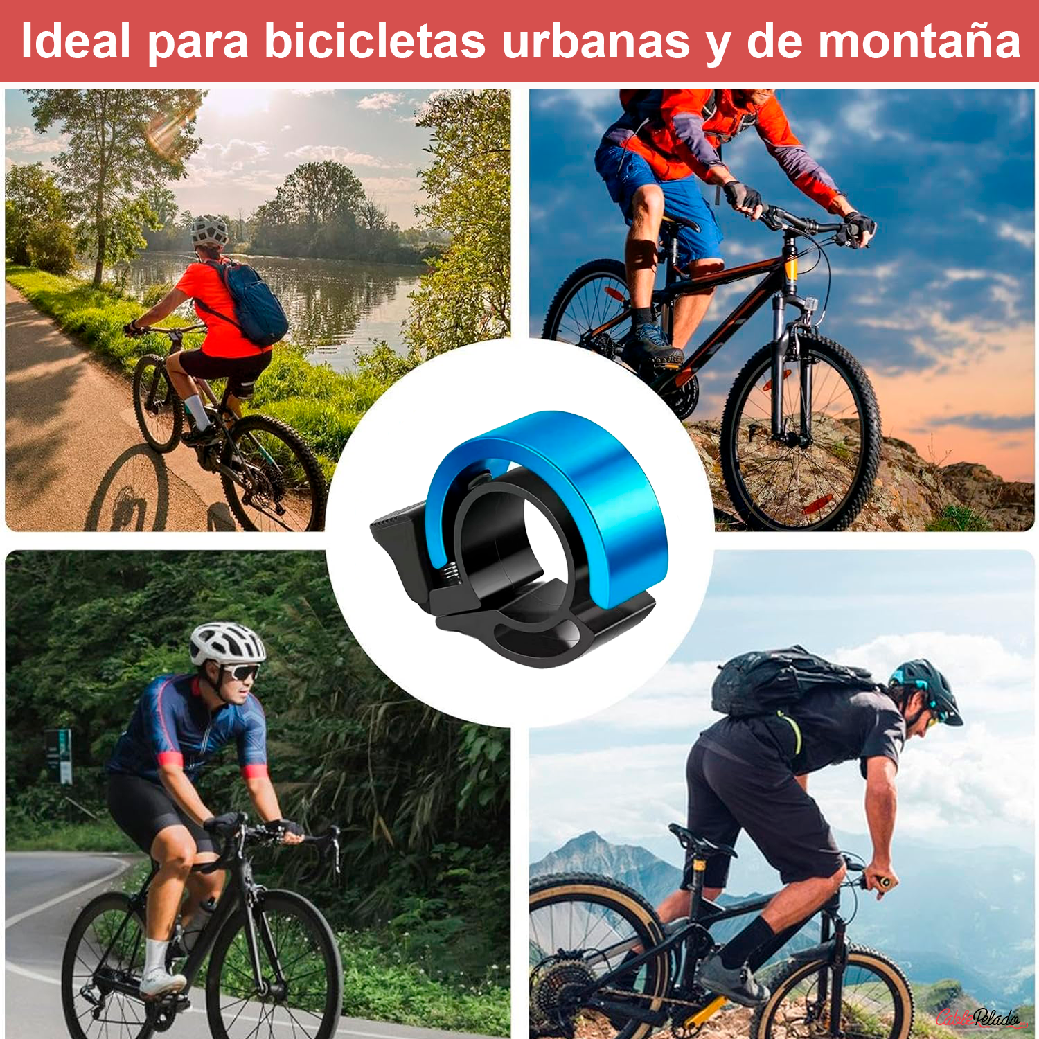 Timbre Bicicleta 90dB Diametro 22 mm  Azul