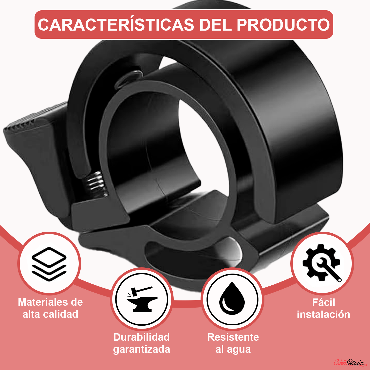 Timbre Bicicleta 90dB Diametro 22 mm  Negro