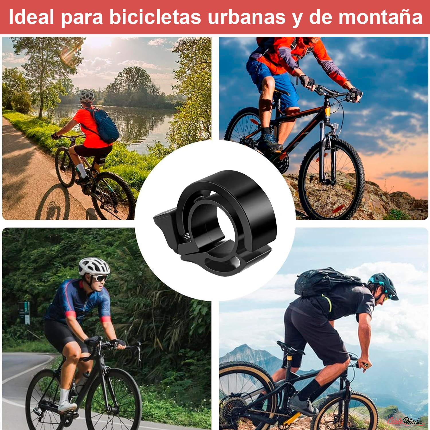 Timbre Bicicleta 90dB Diametro 22 mm  Negro
