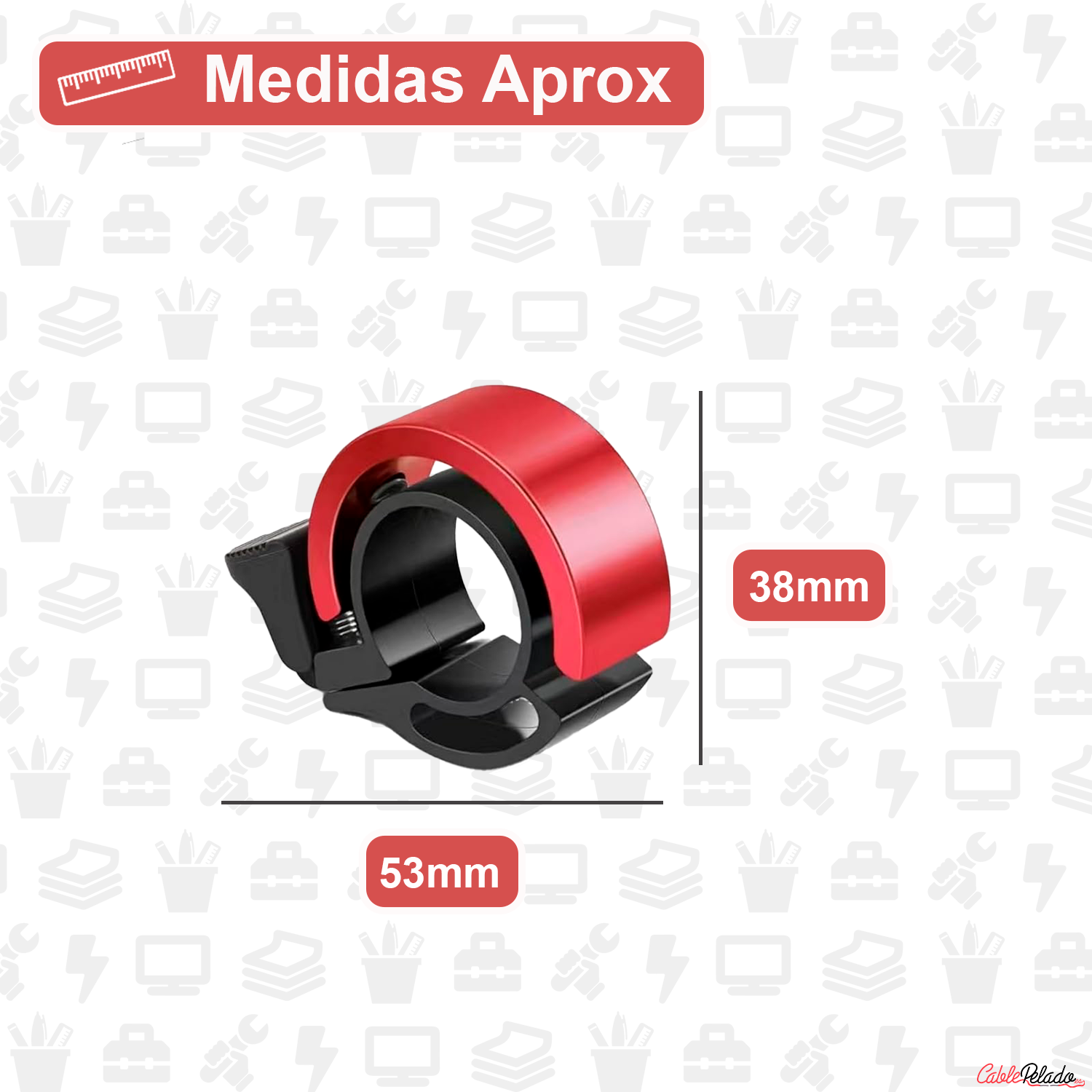 Timbre Bicicleta 90dB Diametro 22 mm  Rojo