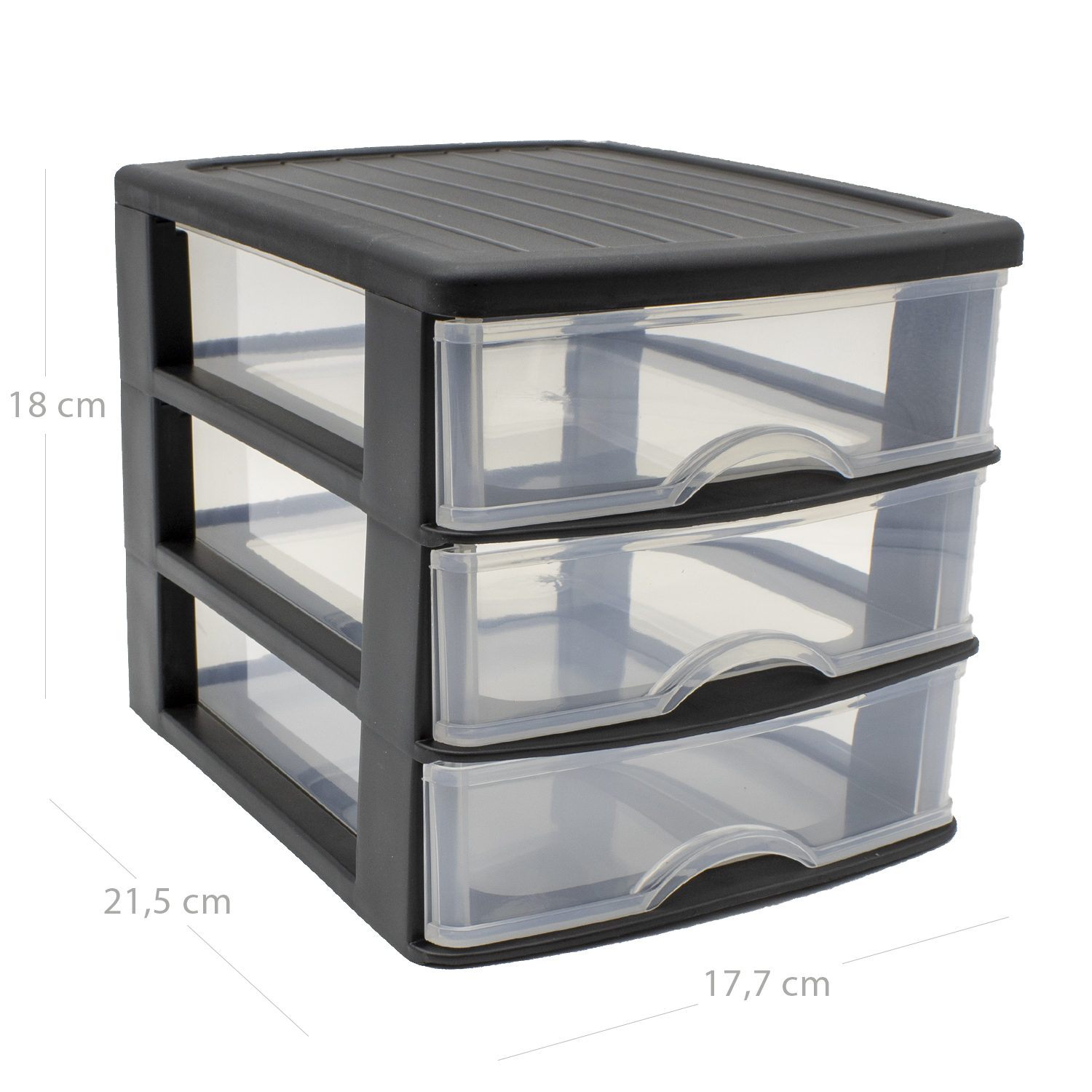 Torre de almacenamiento con 3 cajones 18 cm Negro