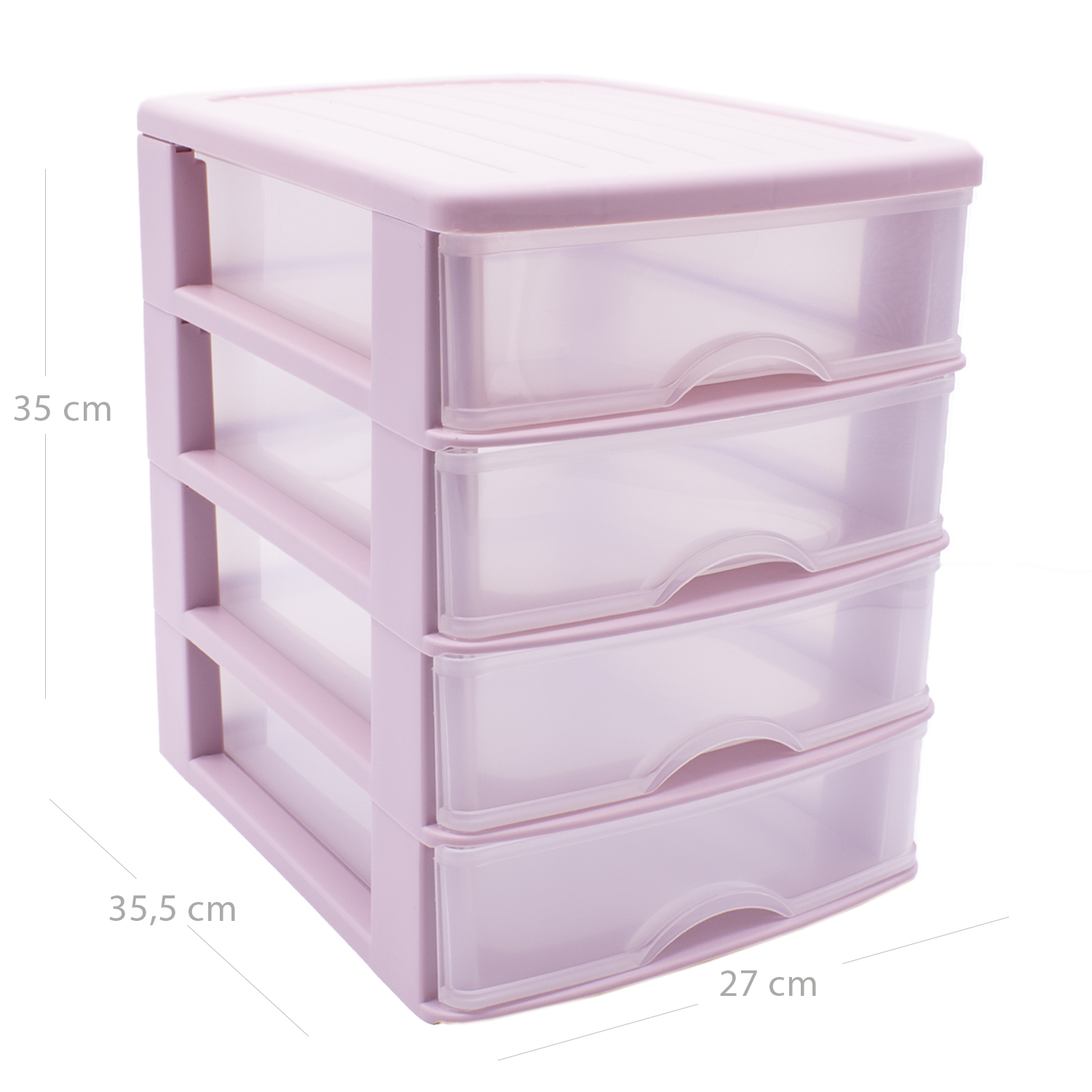 Torre de almacenamiento con 4 cajones 35 cm Rosa claro
