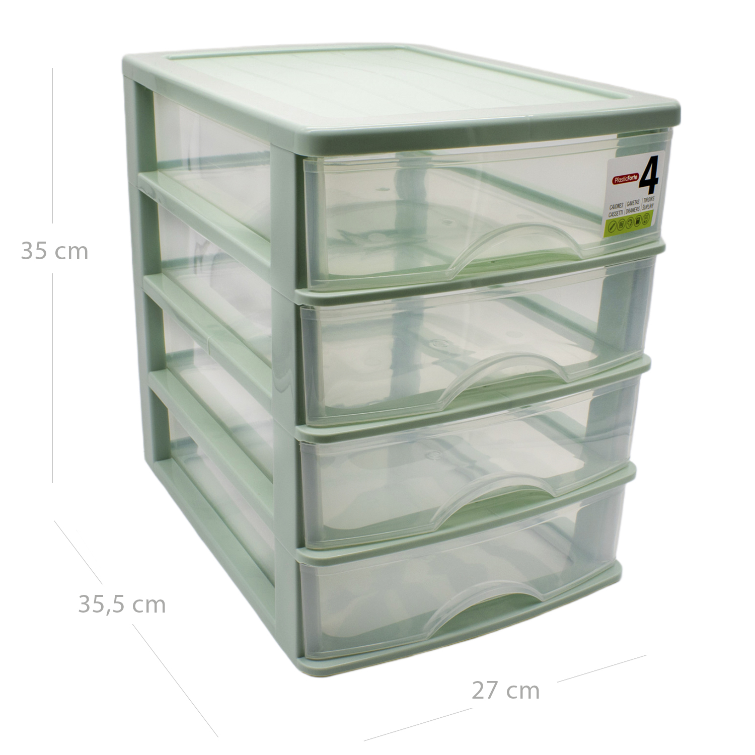Torre de almacenamiento con 4 cajones 35 cm Verde claro