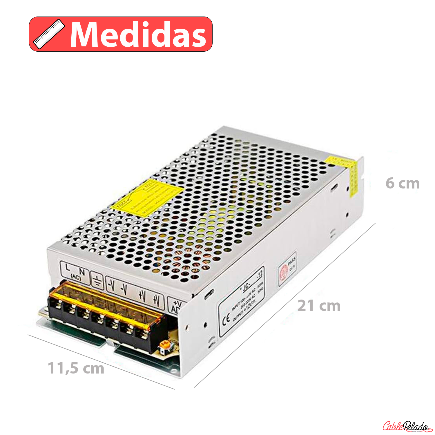 Transformador LED 12VDC 20A  Plateado  250W