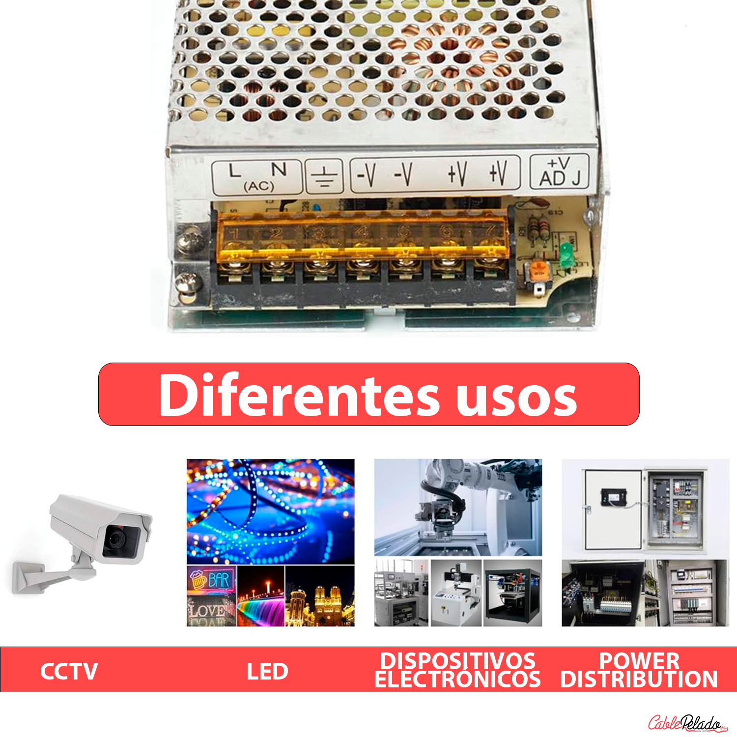 Transformador LED 12VDC 20A  Plateado  250W