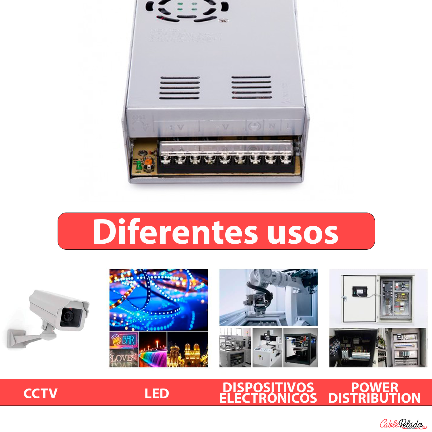 Transformador LED 12VDC 29A  Plateado  350W