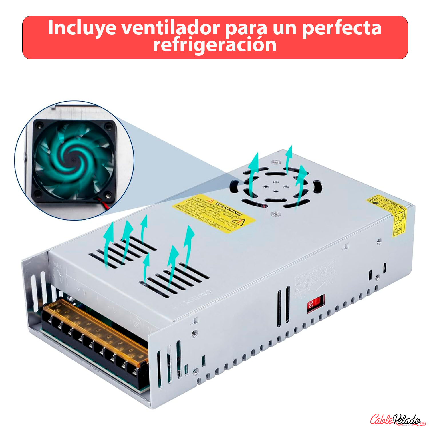 Transformador LED 12VDC 29A  Plateado  350W