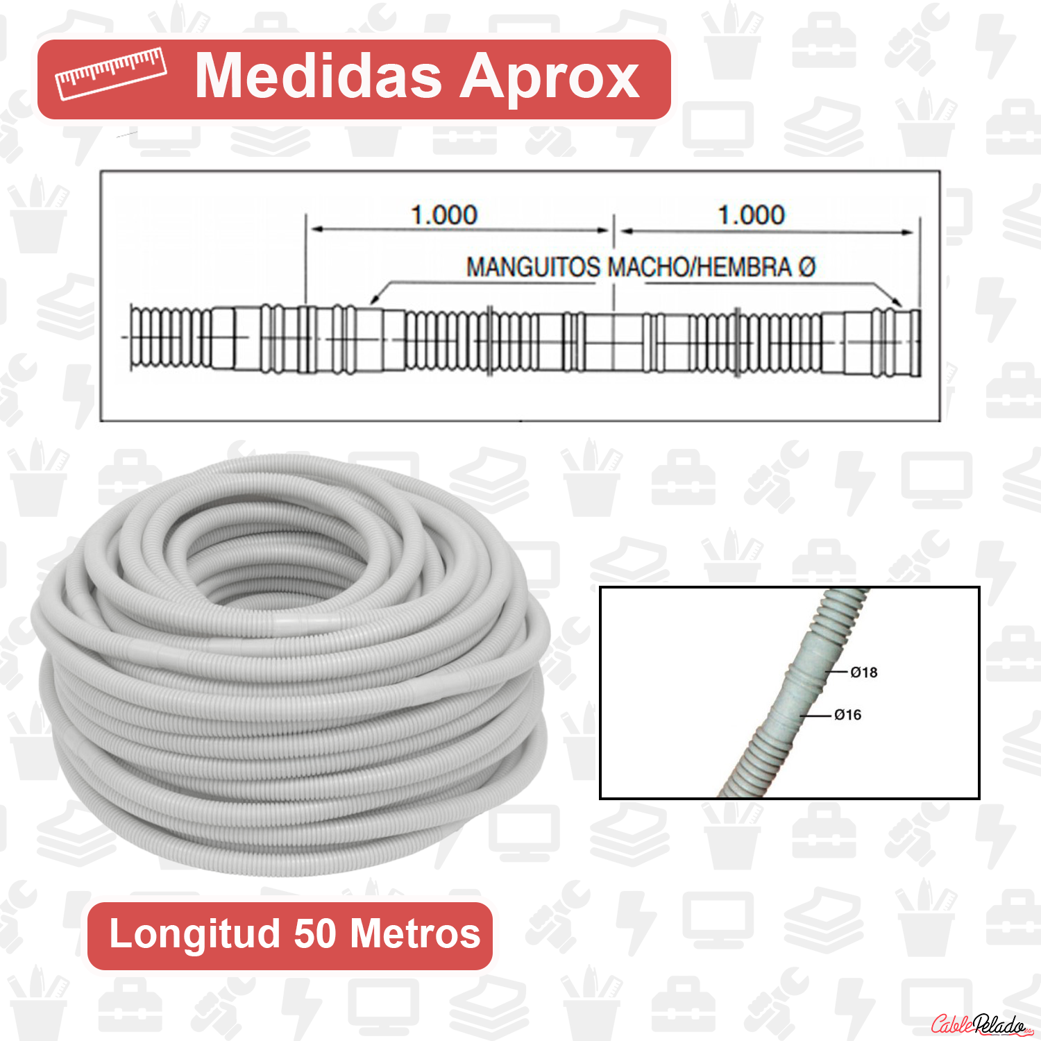 Tubo Corrugado Doble Capa 50 Metros  Blanco