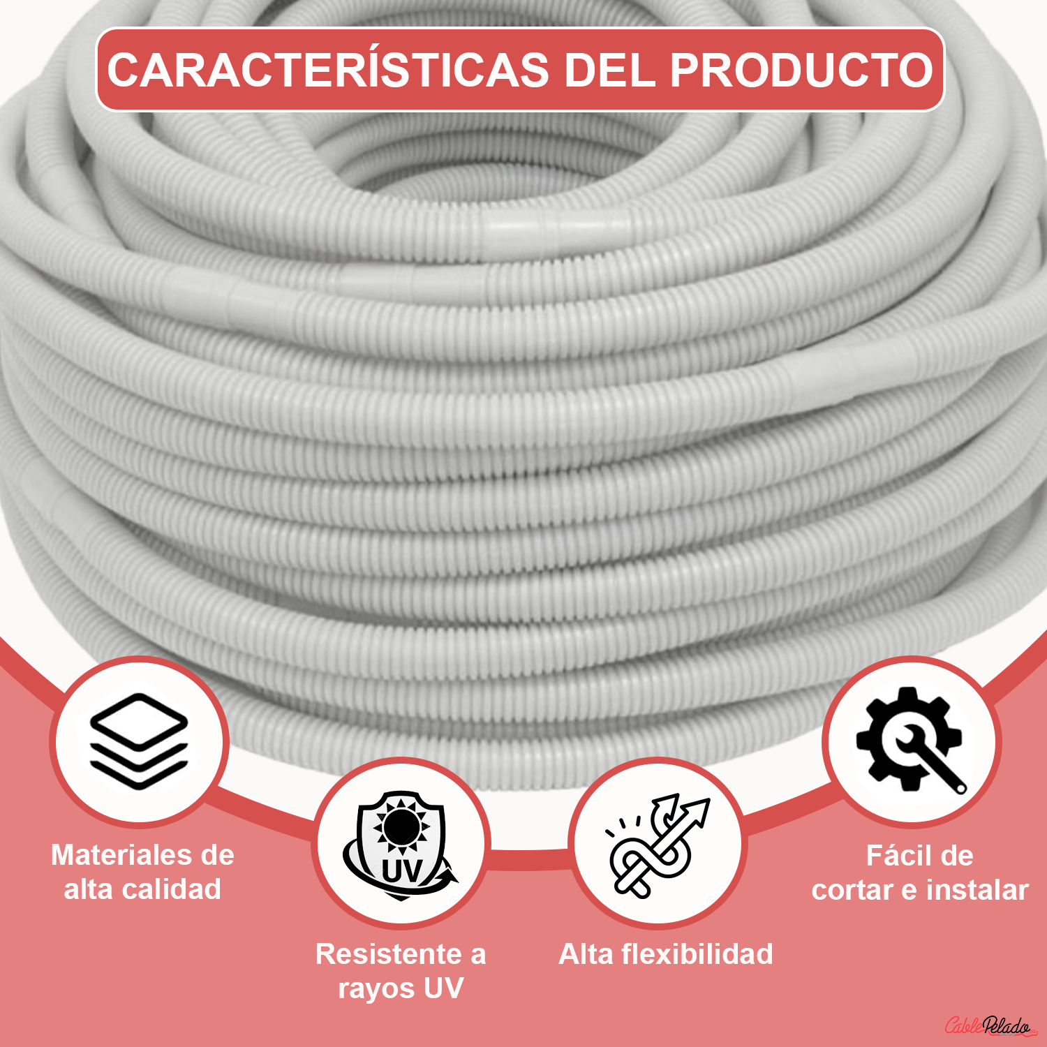 Tubo Corrugado Doble Capa 50 Metros  Blanco
