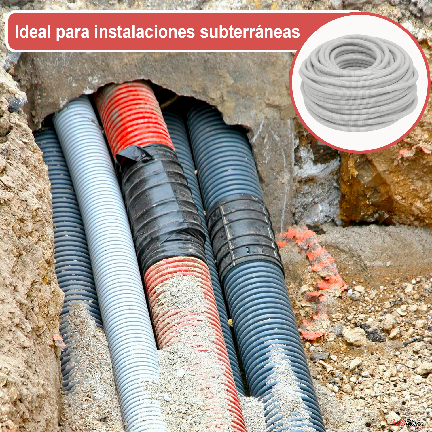 Tubo Corrugado Doble Capa 50 Metros  Blanco