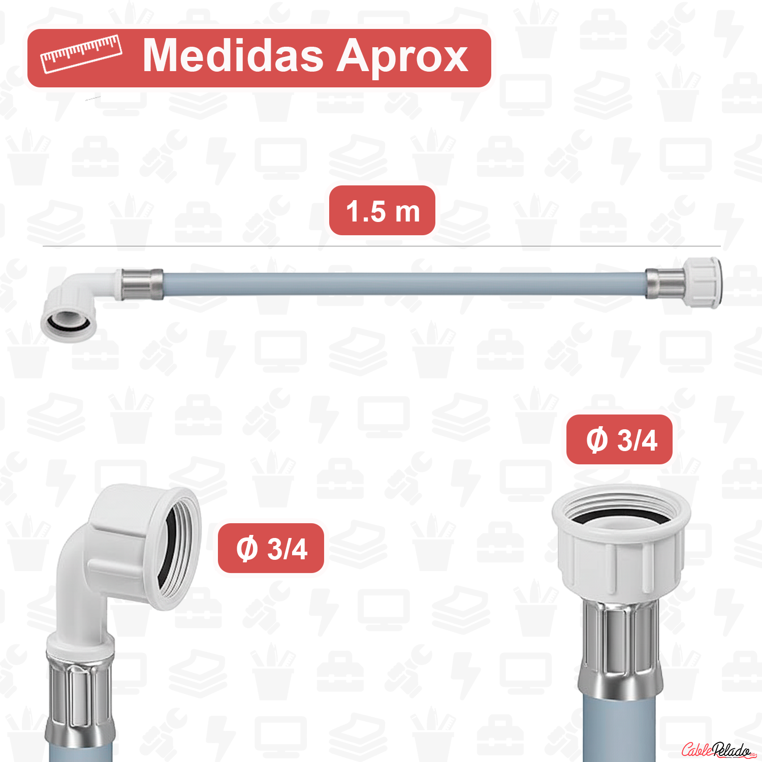 Tubo de carga para lavadora 1.5 M Gris