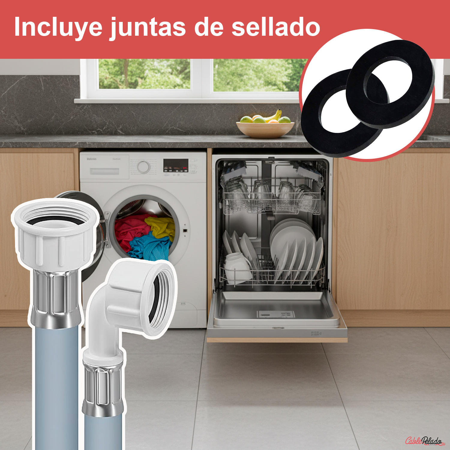 Tubo de carga para lavadora 3 M Gris