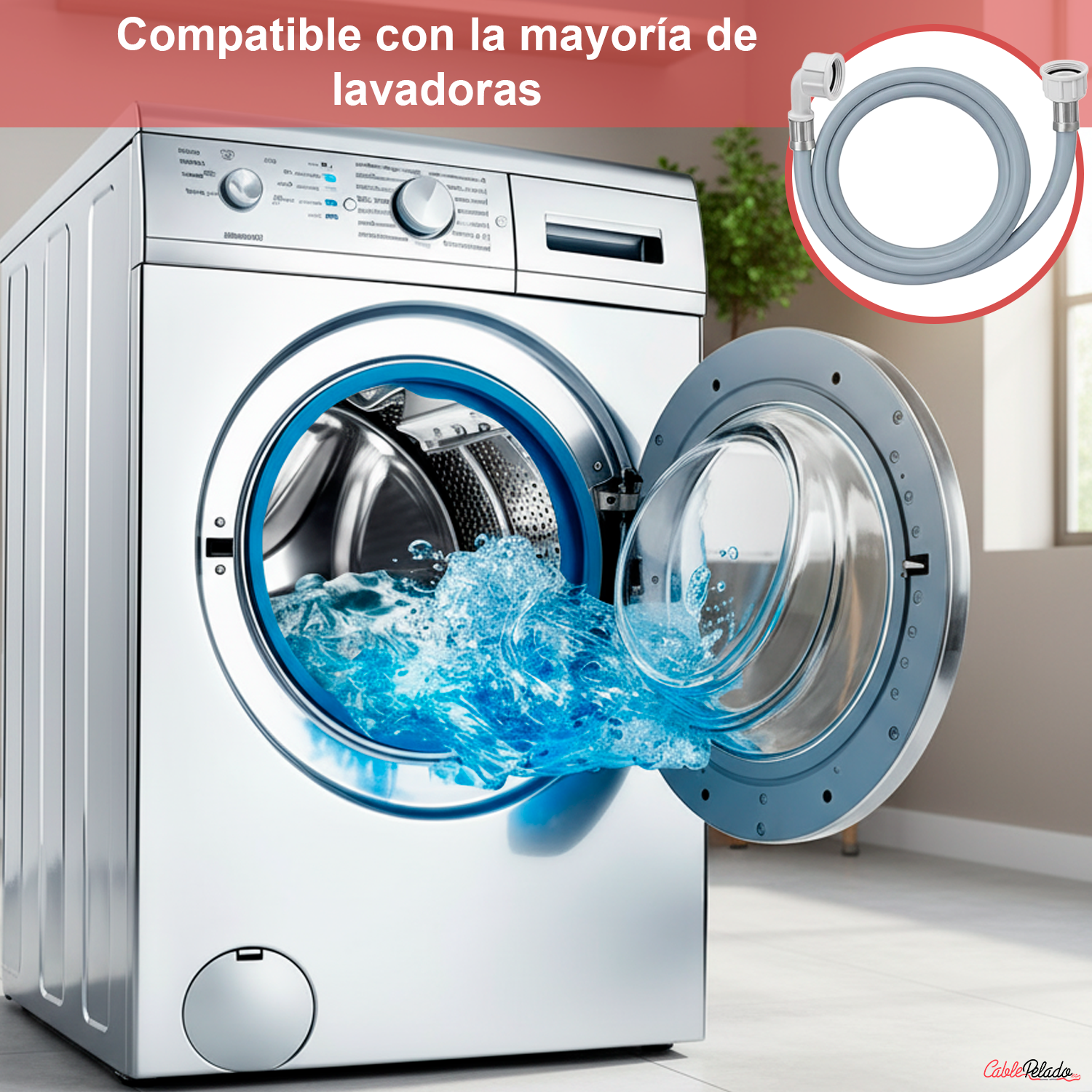 Tubo de carga para lavadora 3 M Gris