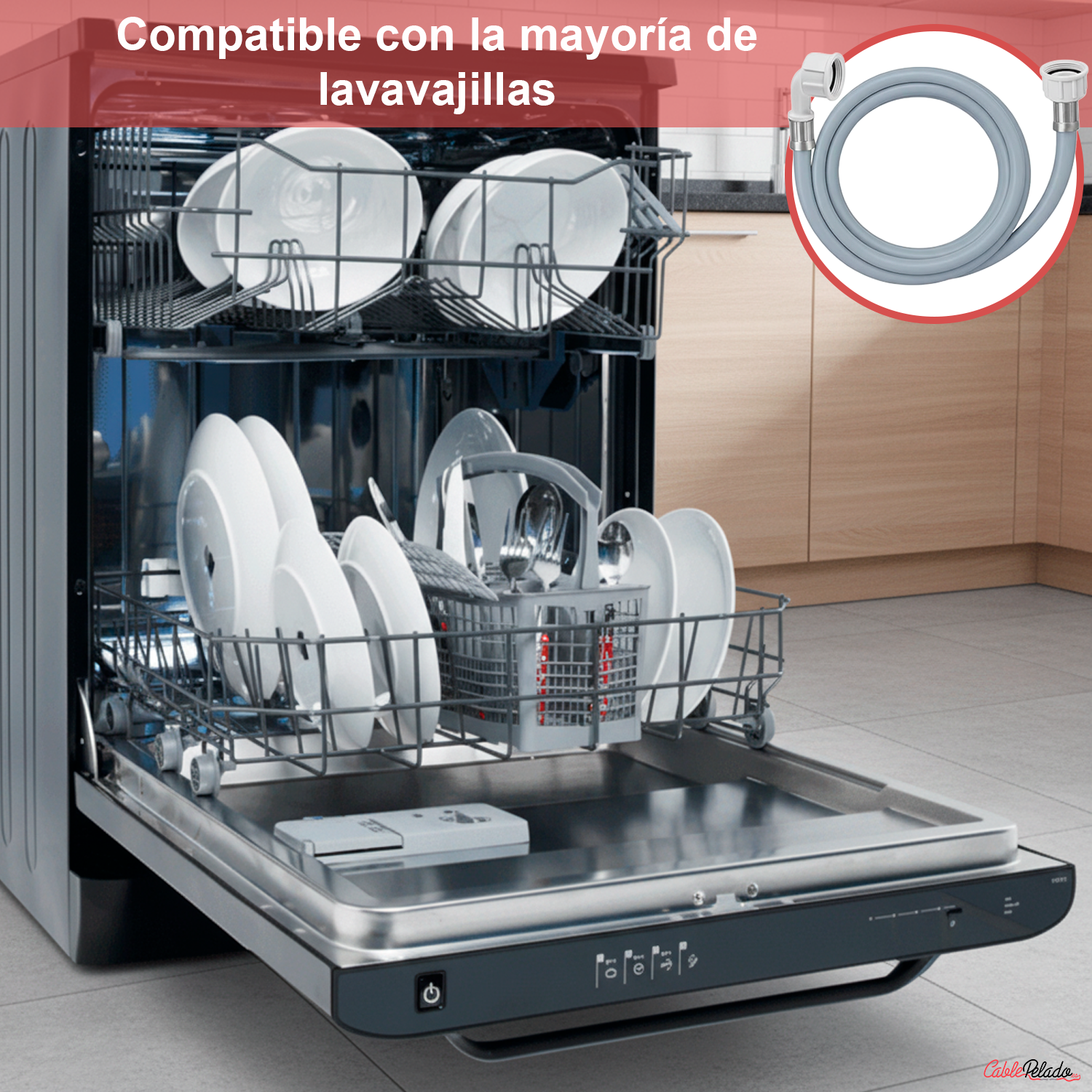 Tubo de carga para lavadora 3 M Gris