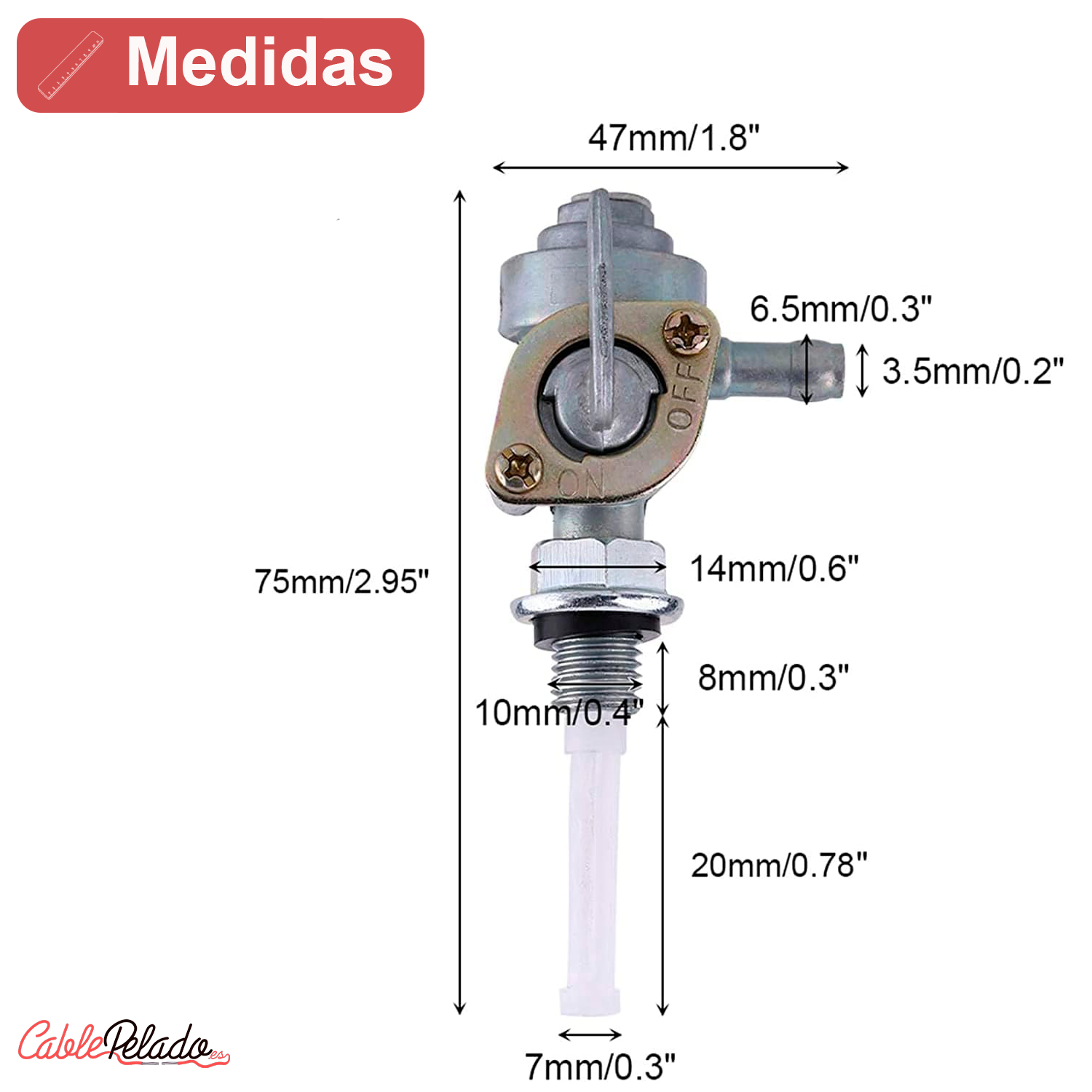 Valvula De Gasolina Universal M10 X 1.25 Para Motocicleta