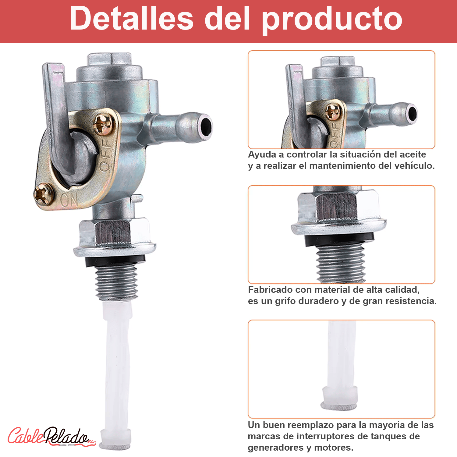 Valvula De Gasolina Universal M10 X 1.25 Para Motocicleta