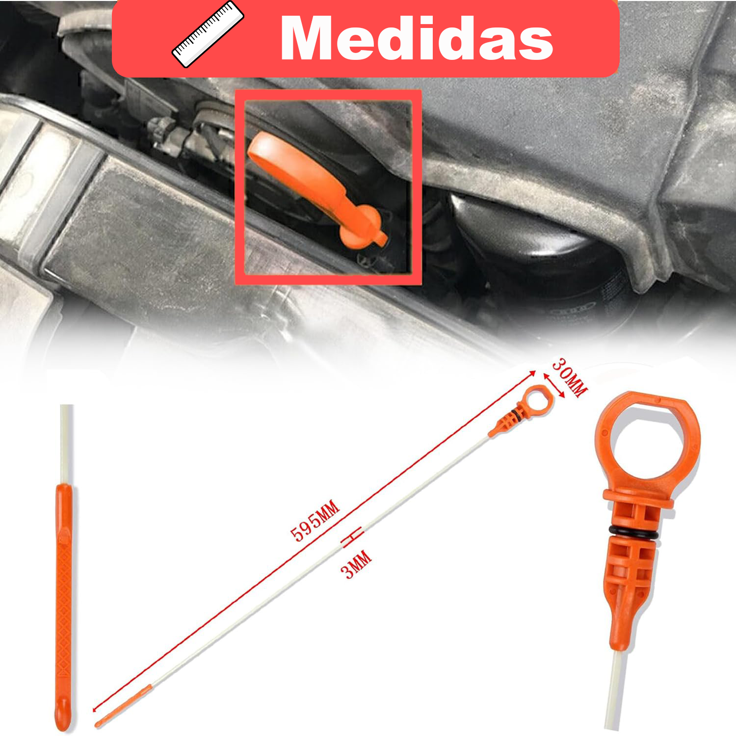 Varilla De Nivel De Aceite De Transmision 595 Mm Oen 1174G2  Naranja