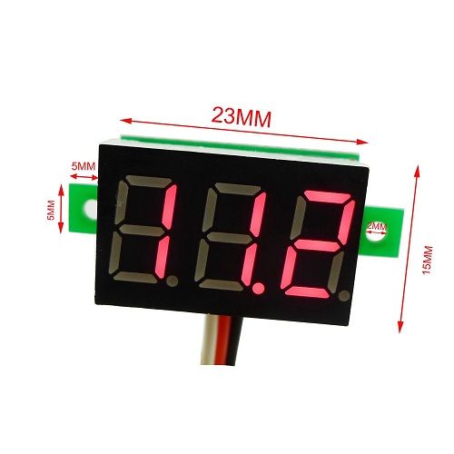 Visor LCD 3 digitos rojo con voltimetro 0-100V  Rojo